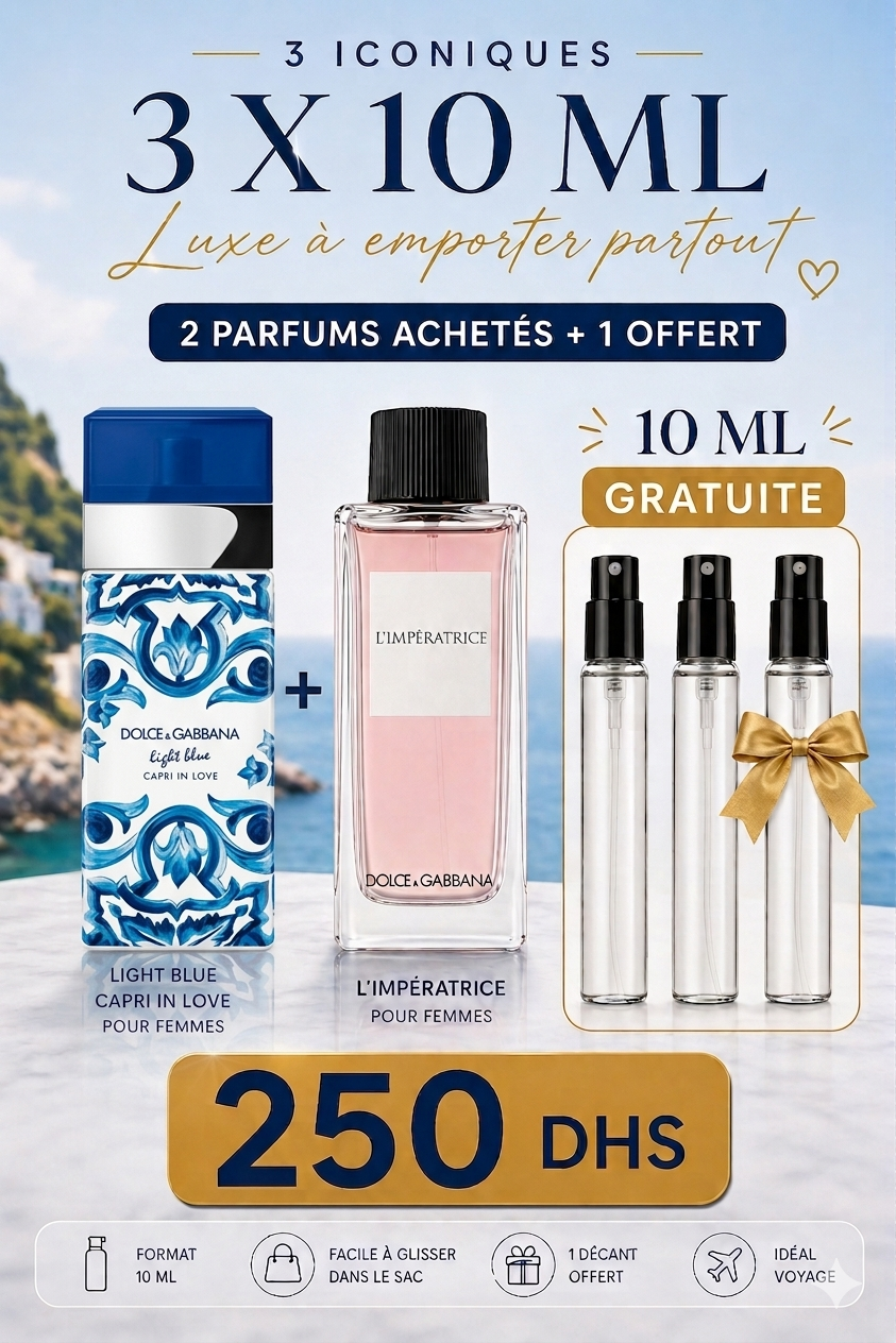 10 ml light blue capri + 10 ml l'impératrice + 10 ml gratuite
